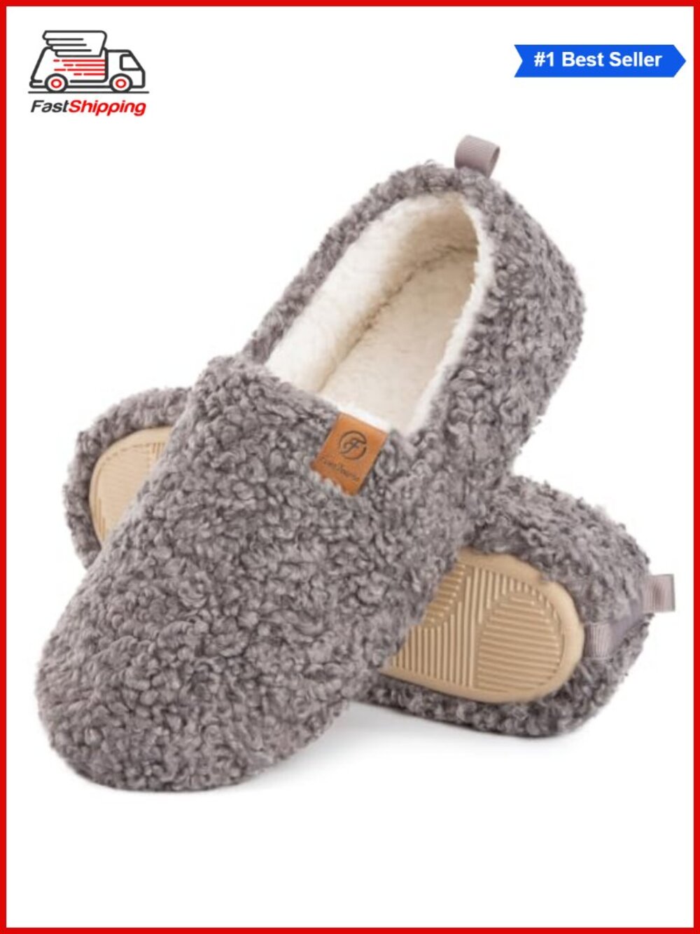 ✨ EverFoams Women’s Faux Wool Curly Slippers Memory Foam Lightweight House Shoes